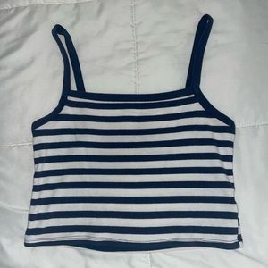 Pacsun White and Navy Blue Stiped Tank Size M